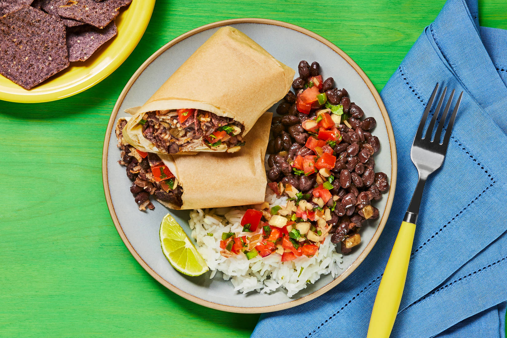 Black Bean & Blue Corn Crunch Burritos