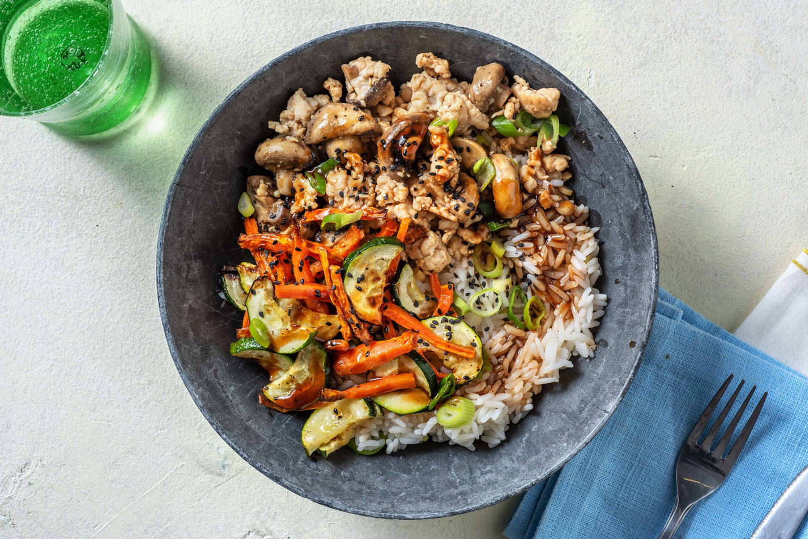 Turkey Zucchini Bibimbap Bowls
