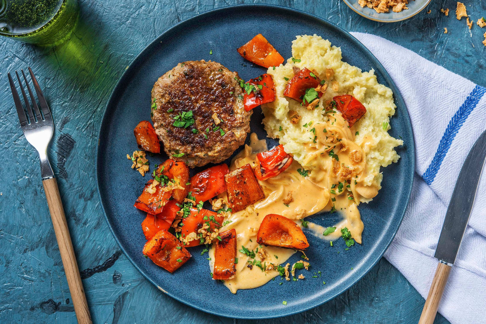 Boulette mit Blumenkohl-Stampf