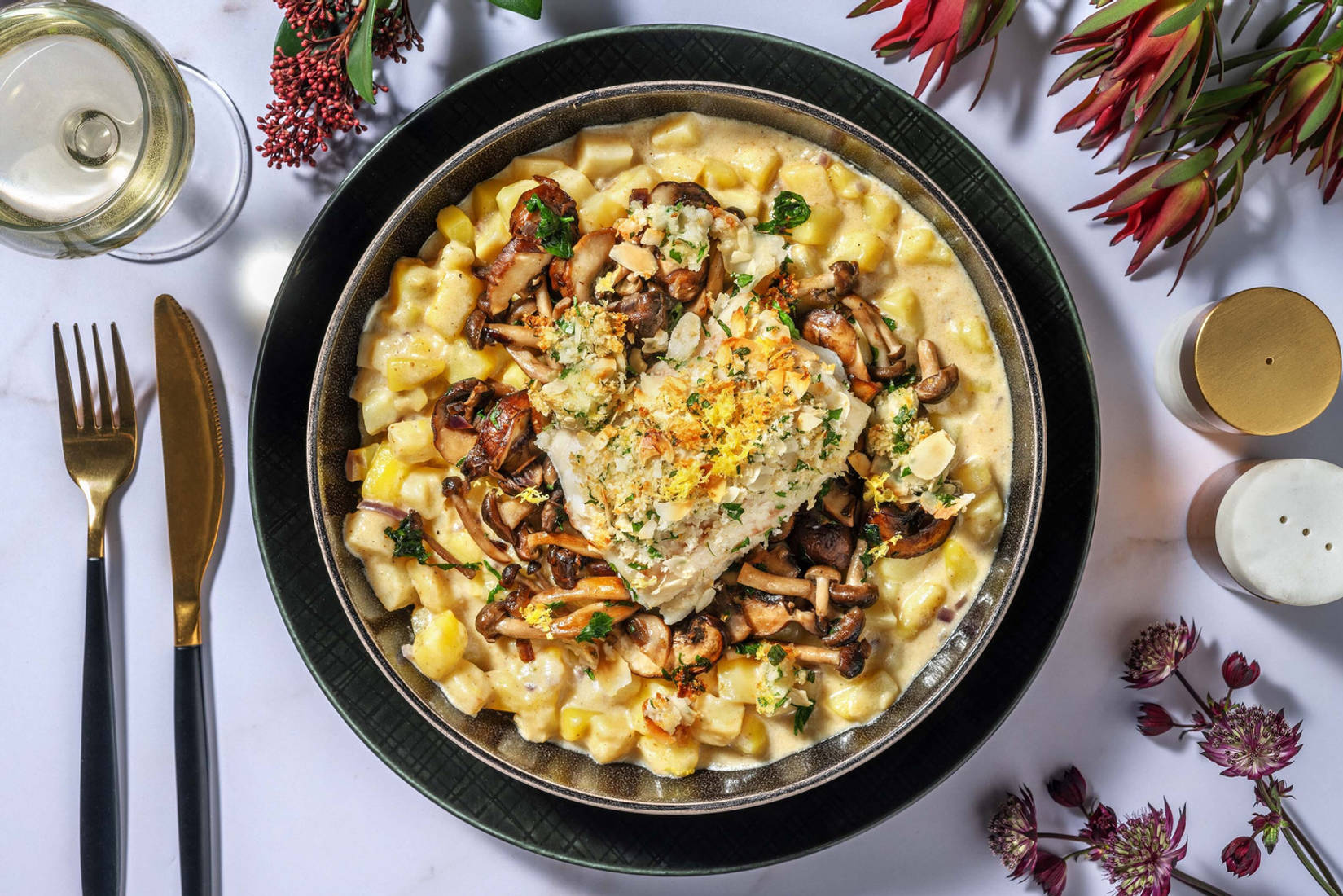 Klassieke kabeljauw met pastinaak in roomsaus