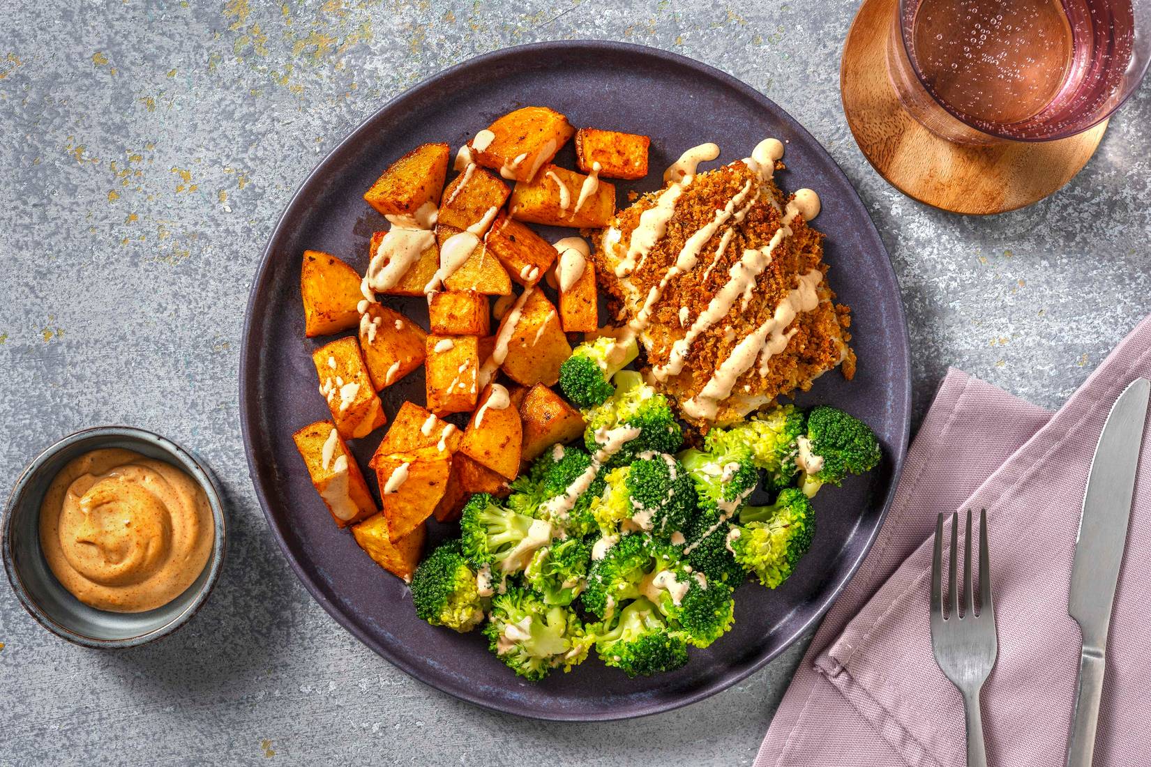 Cajun Crumbed Cod and Paprika Potatoes