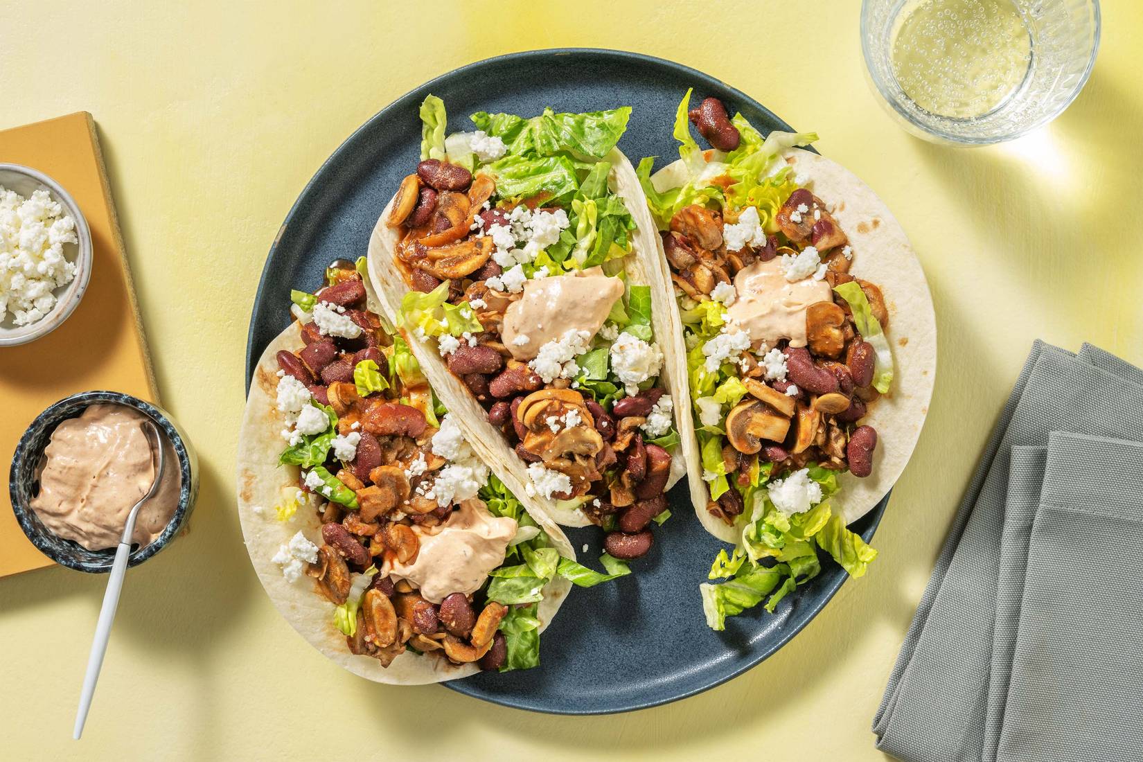 Cajun Spiced Bean and Mushroom Tacos