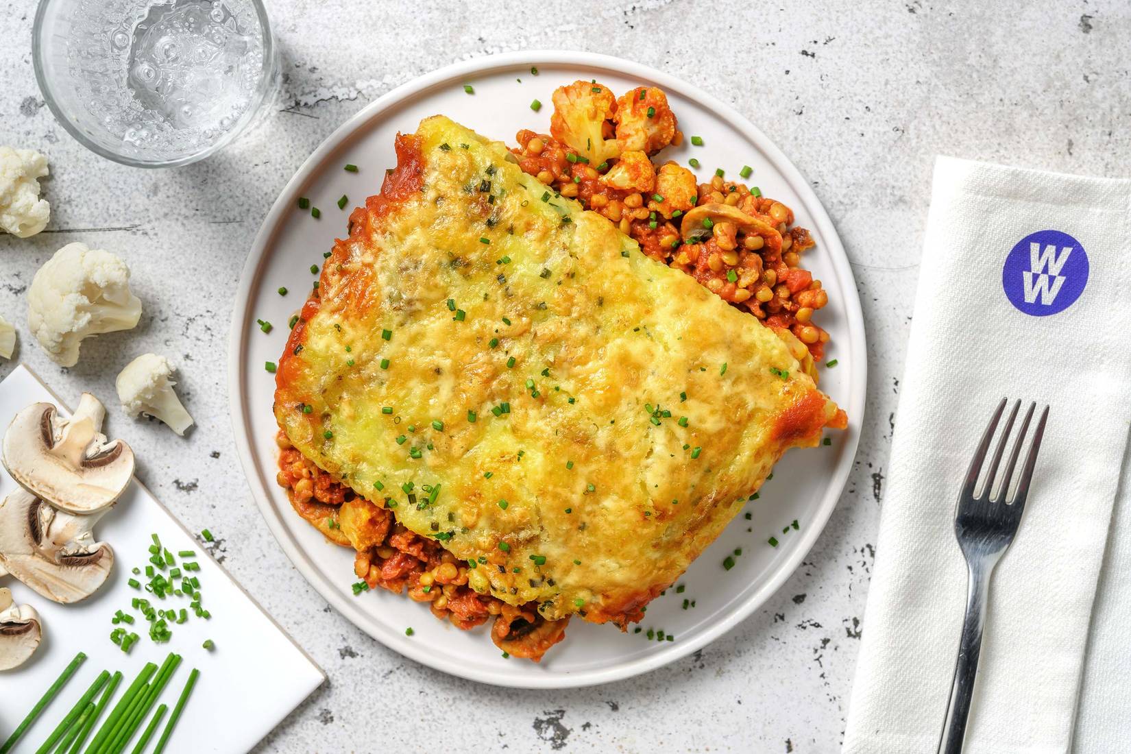 Cauliflower, Mushroom and Harissa Lentil Pie