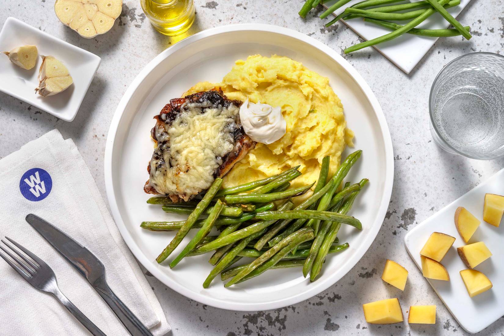 Cheese and Caramelised Onion Pork Steaks