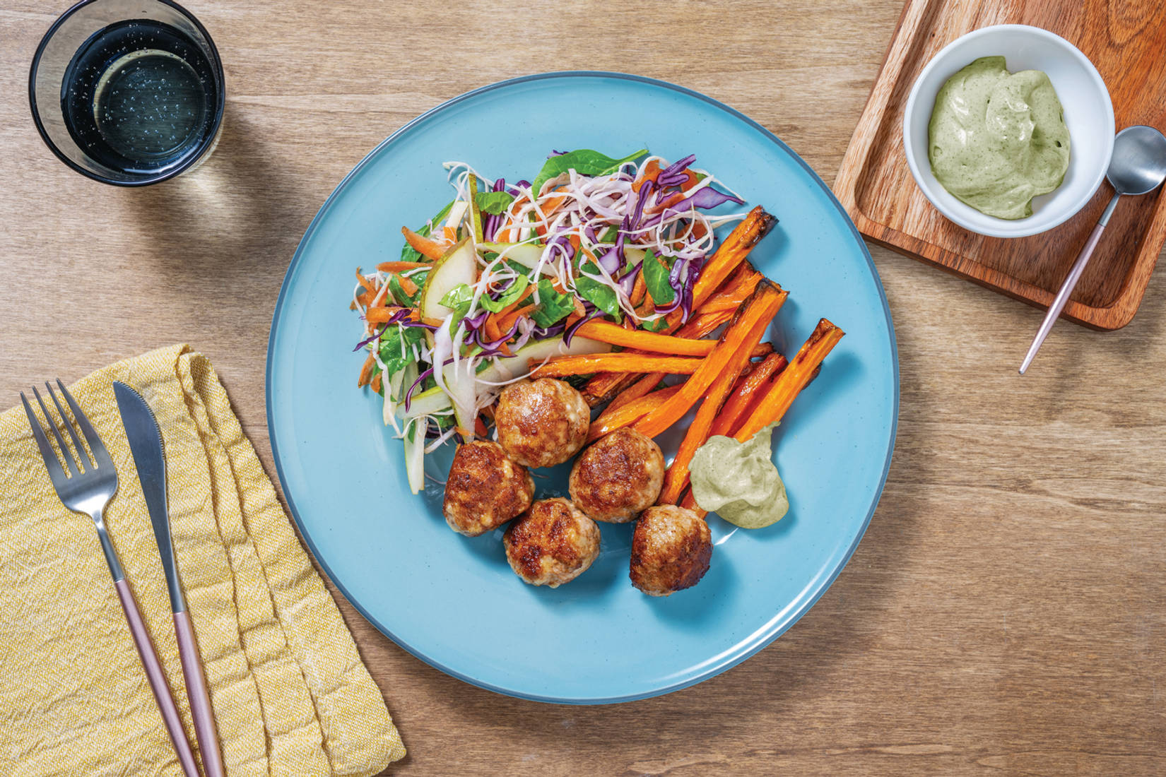 Cheesy Pork Meatballs & Carrot Fries