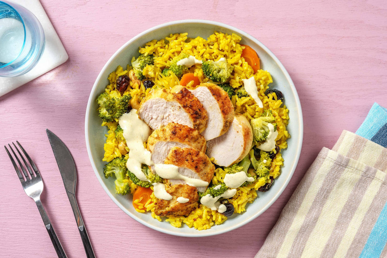 Chicken Biryani mit Cranberries & Broccoli