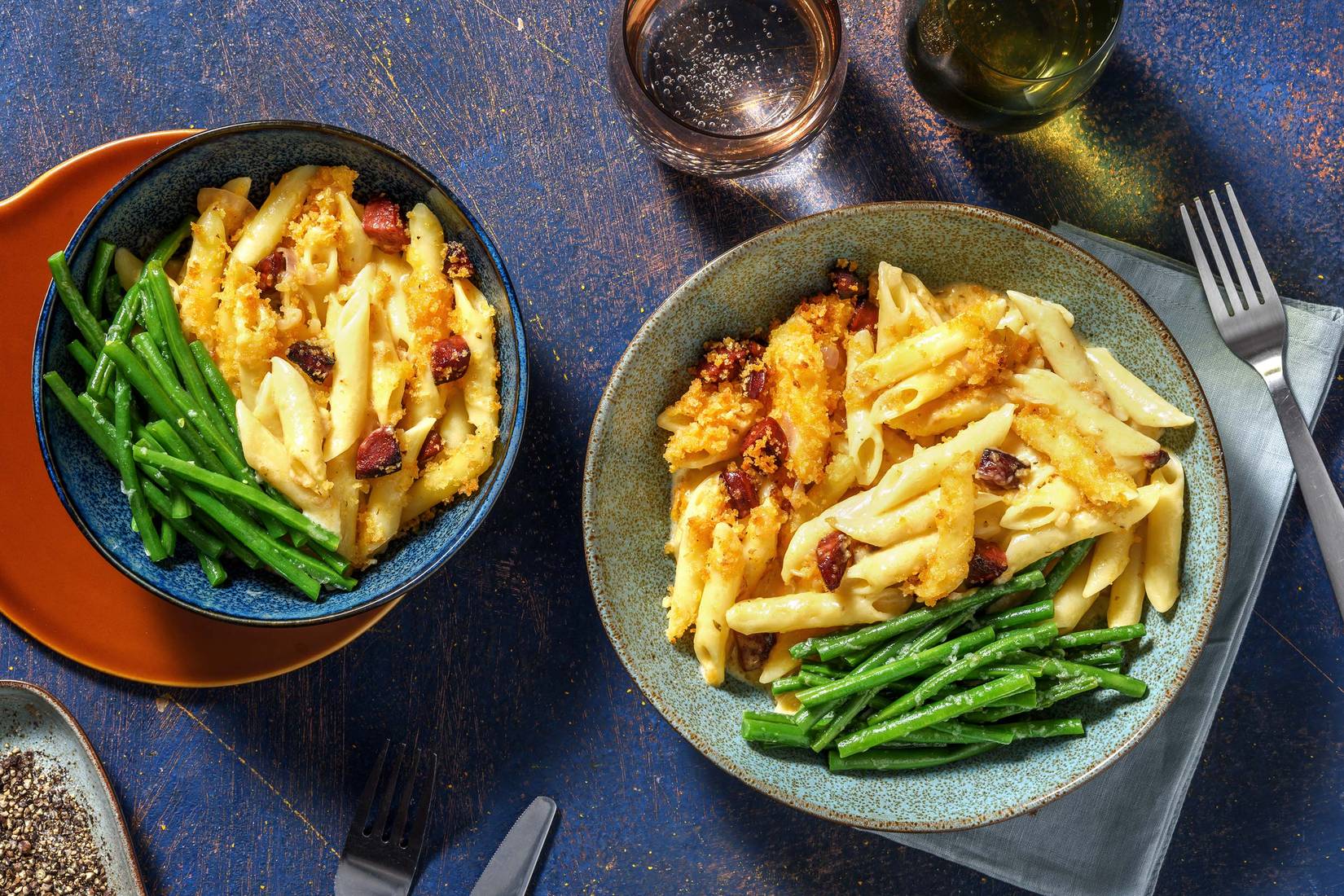 Chorizo-Crusted Penne 'n' Cheese