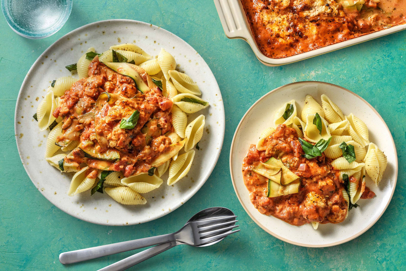 Courgettes au four en sauce tomate crémeuse