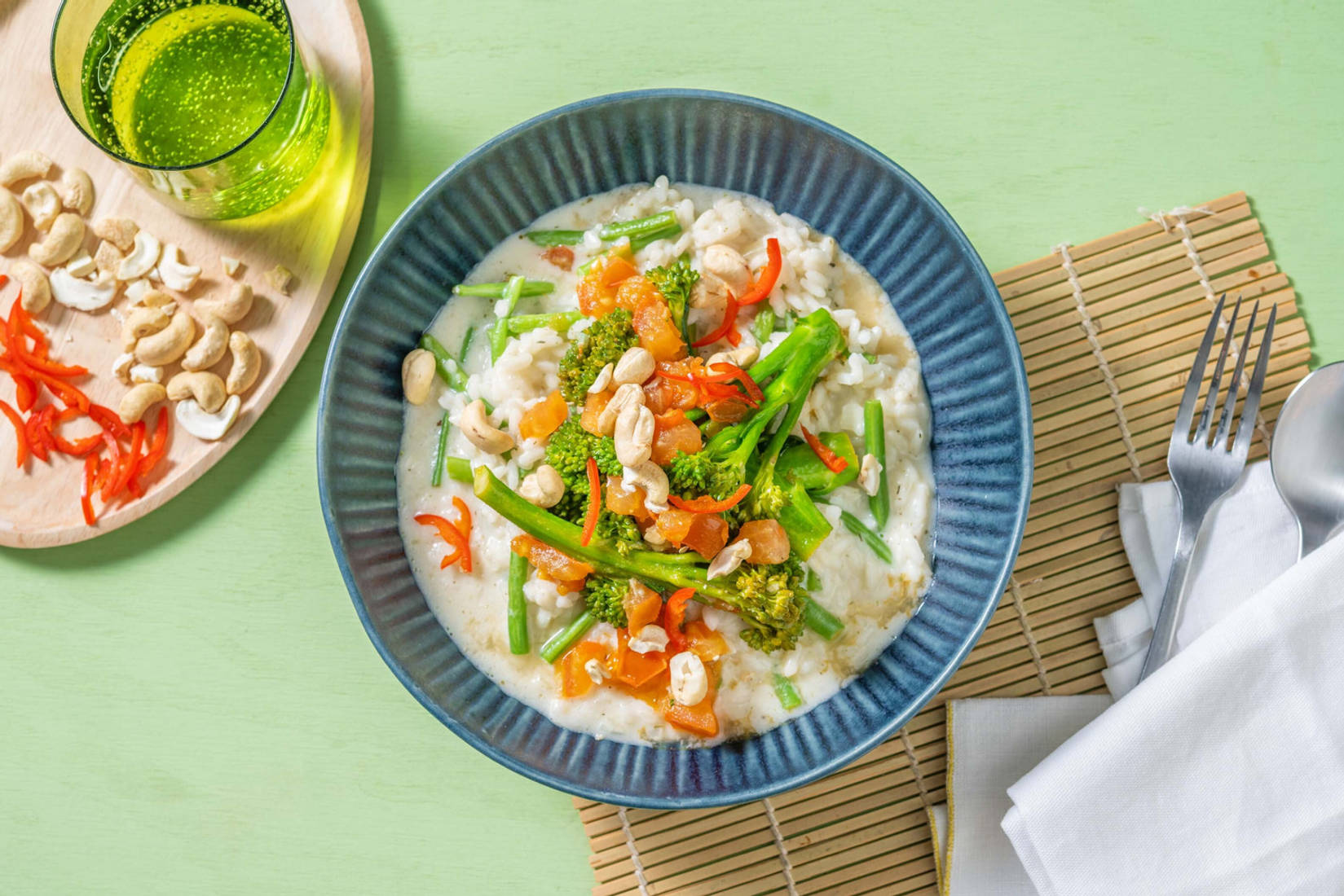 Cremiges Risotto mit Brokkolini & grünen Bohnen