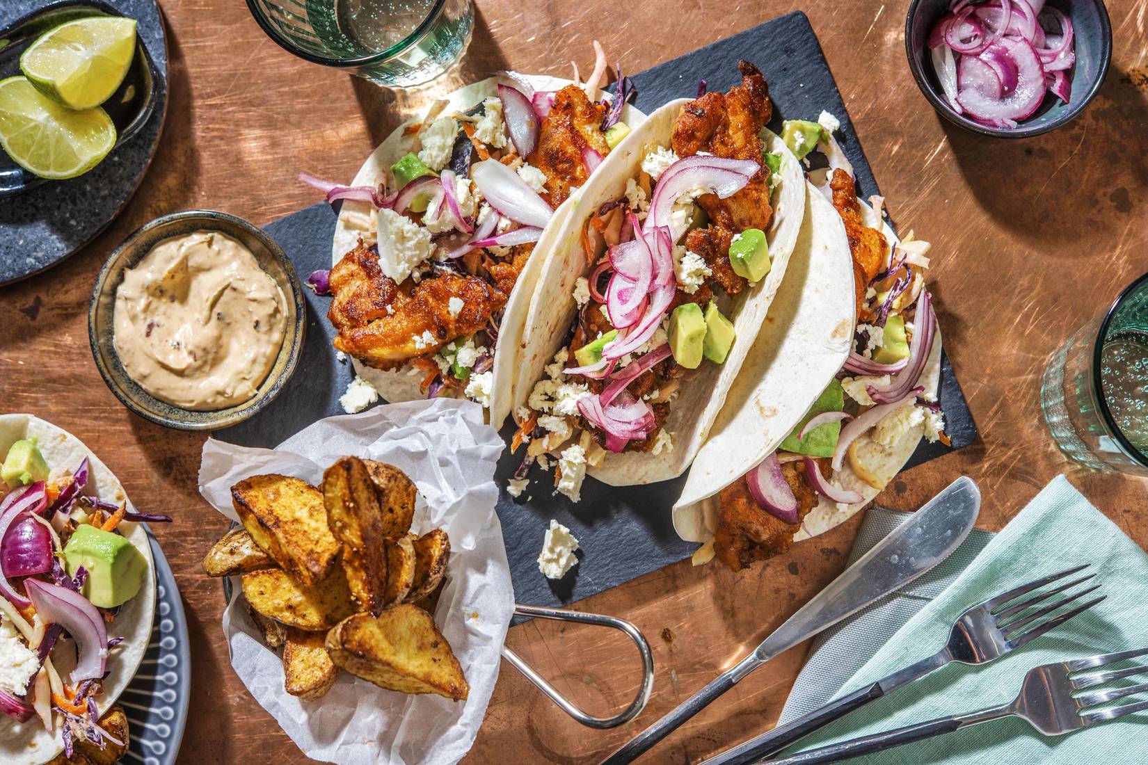 Crispy Breaded Chipotle Chicken Tacos