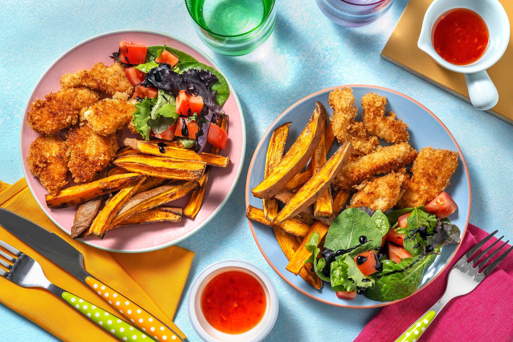 Crispy Chicken and Sweet Potato Chips
