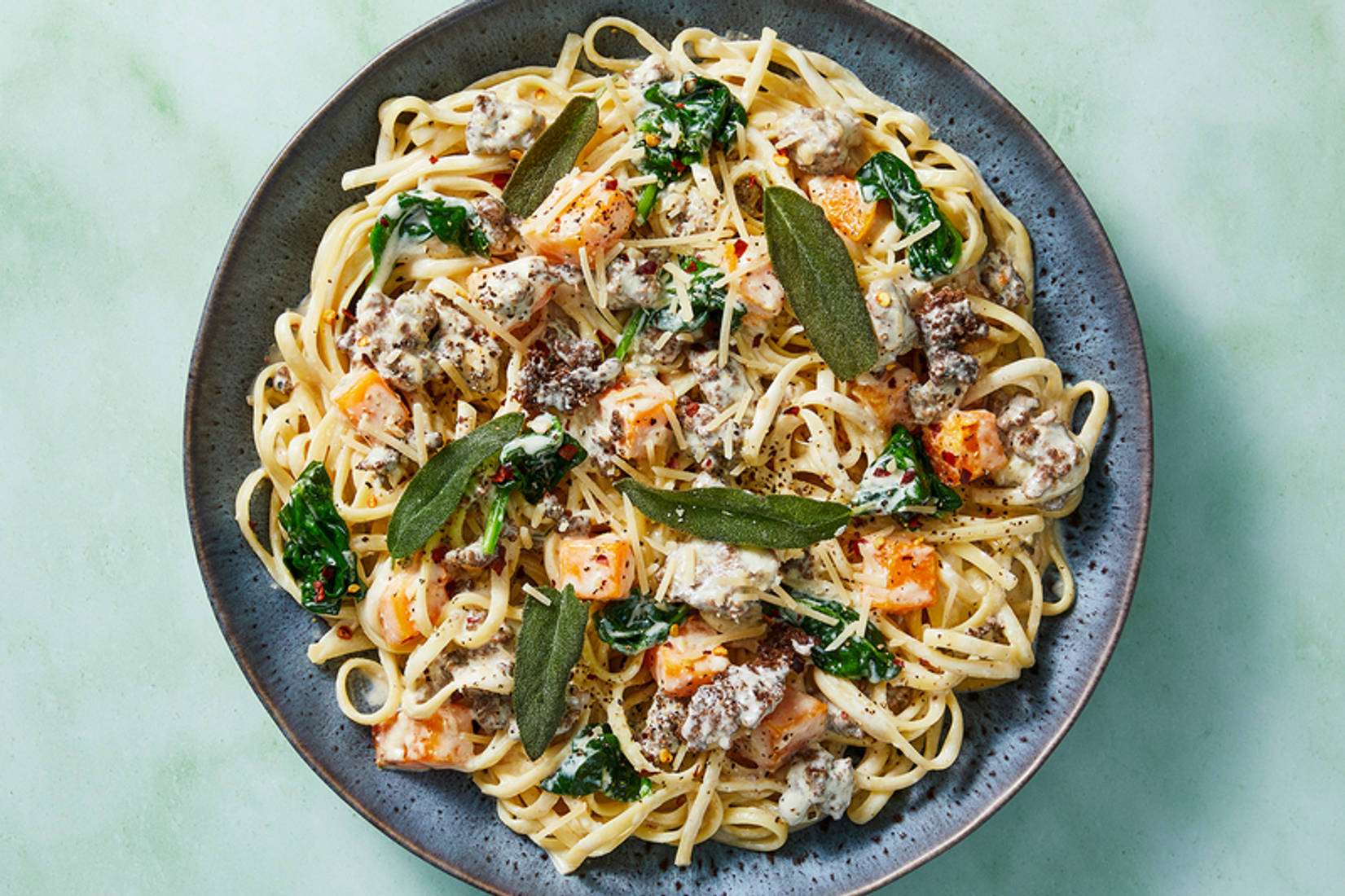 Creamy Squash and Sausage Linguine