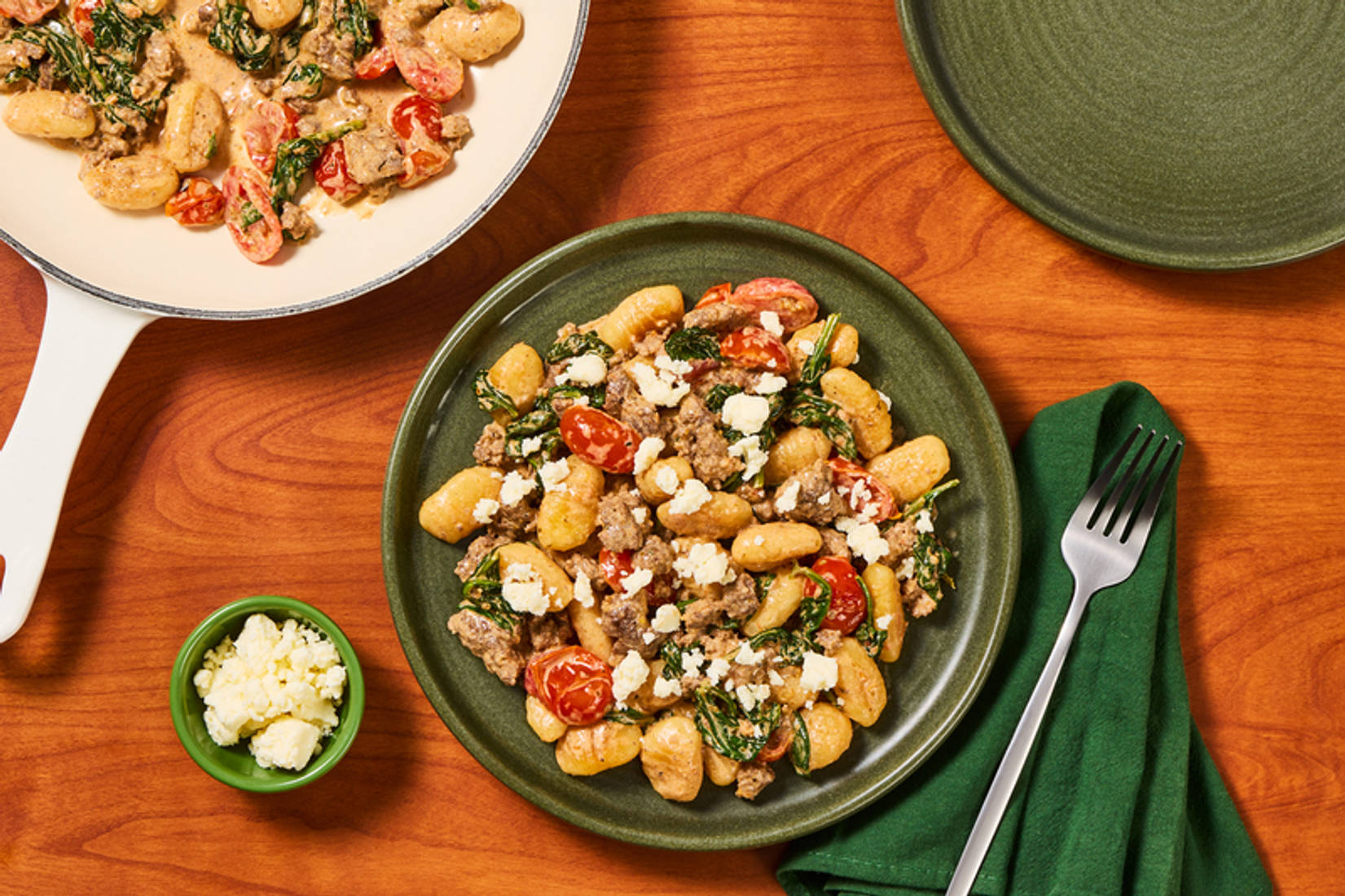 One-Pan Greek-Inspired Beef Gnocchi Skillet