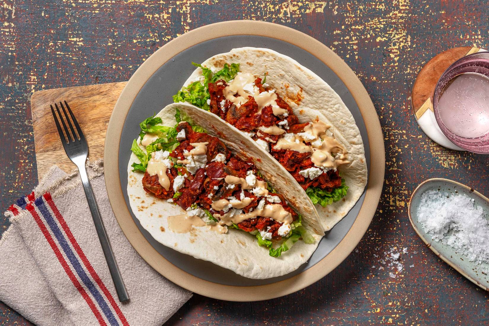 Fried Bean and Mushroom Tacos