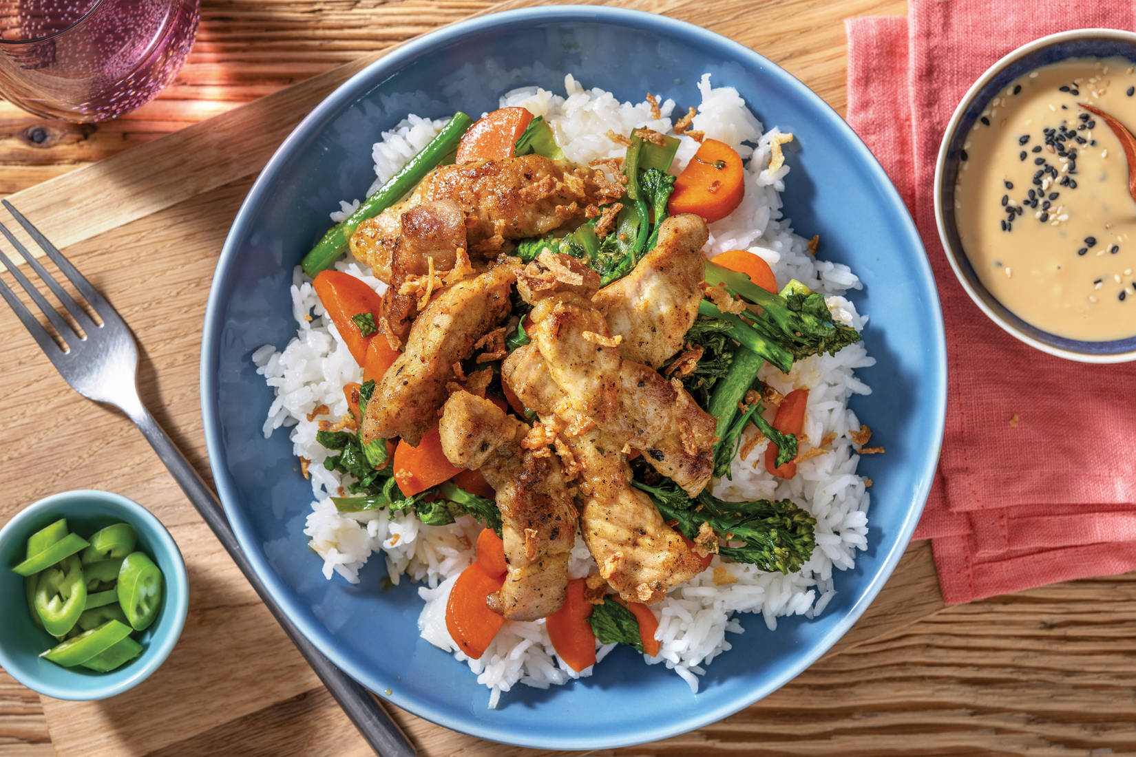 Southeast Asian Pork & Honey-Soy Veggies