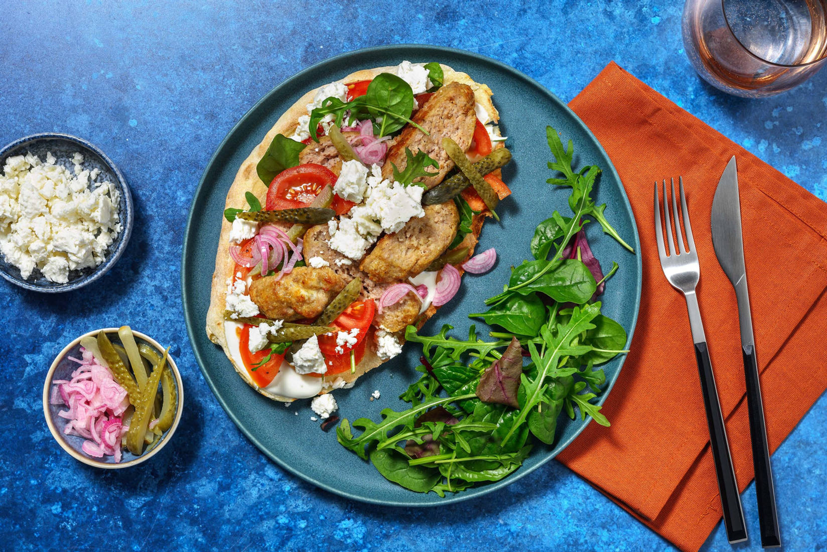 Galettes de porc et de feta style « gyros »