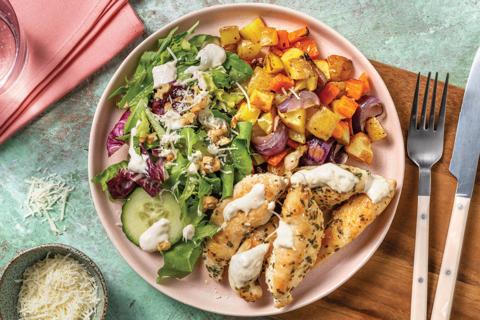 Garlicky Chicken & Caesar-Style Salad