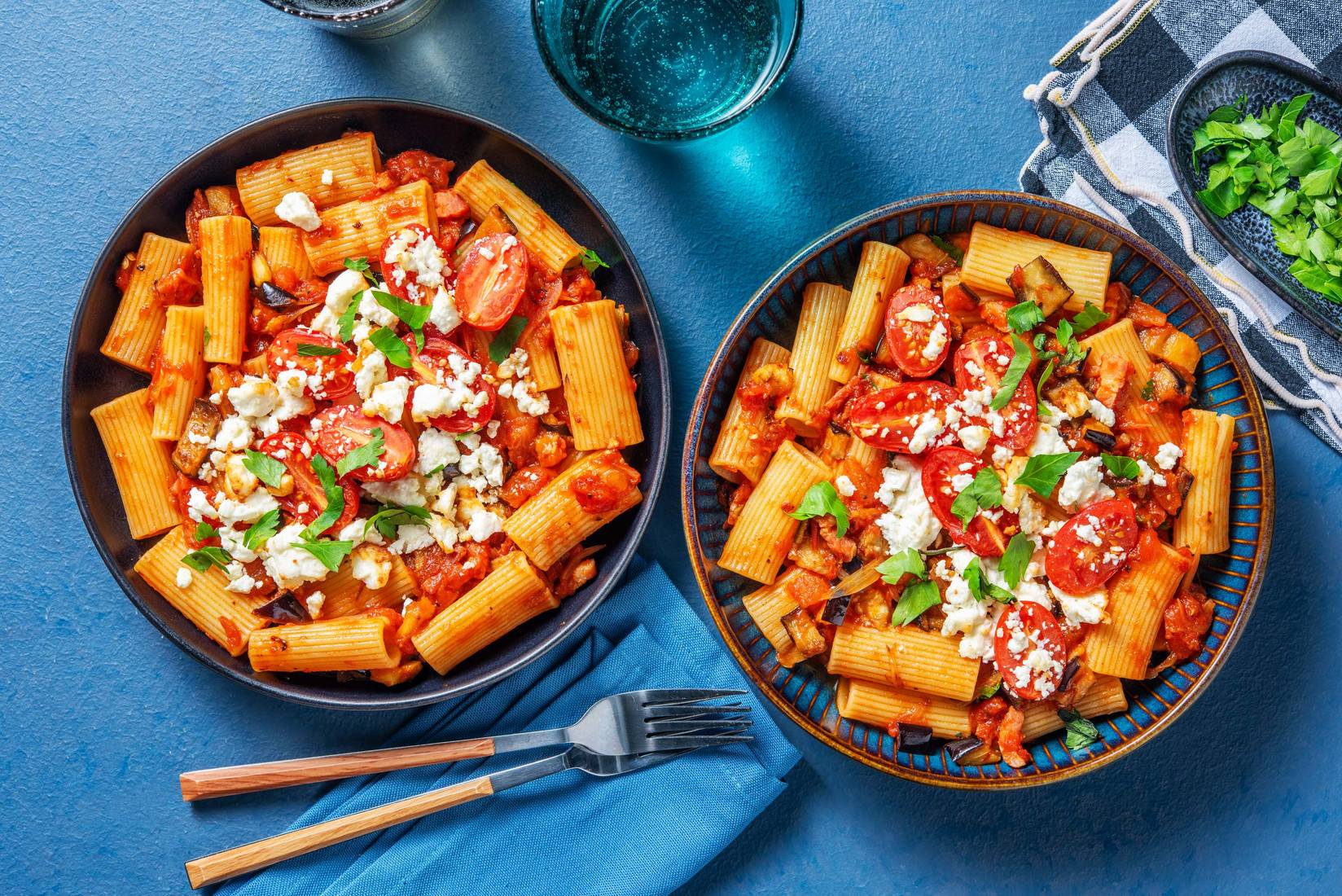 Bacon and Aubergine Rigatoni