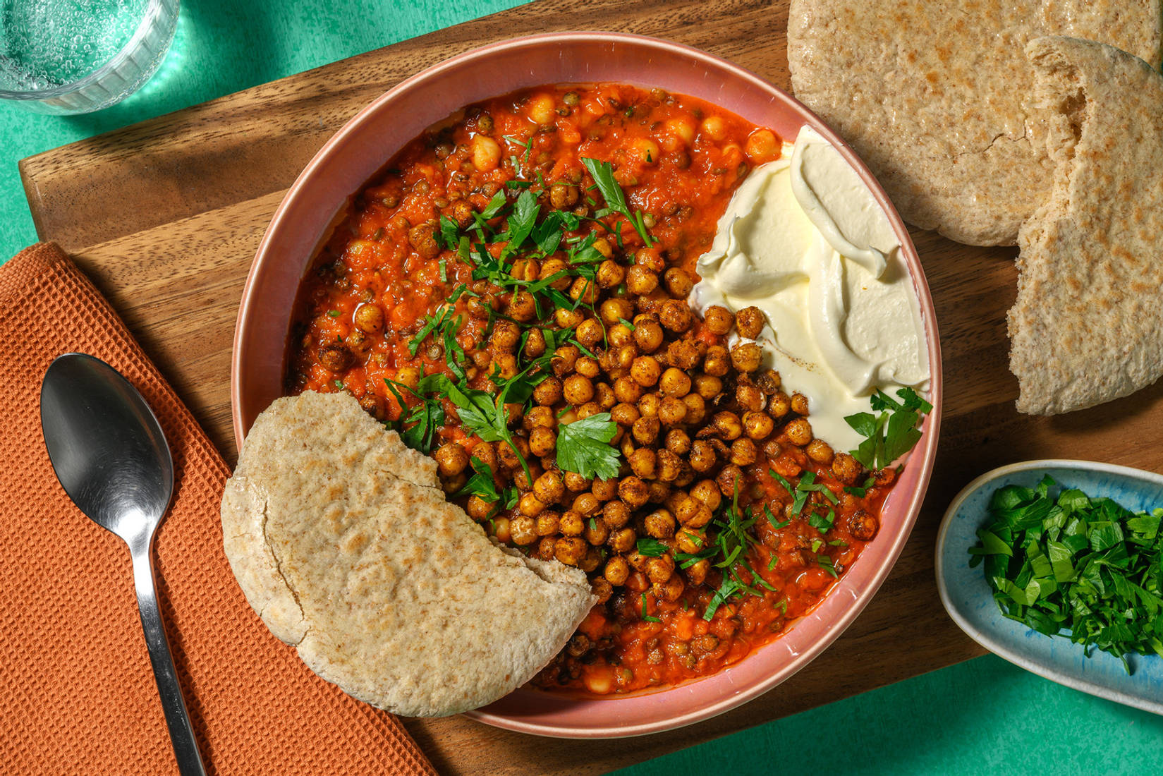 Harira met Afrikaanse kruiden, linzen en geroosterde kikkererwten 