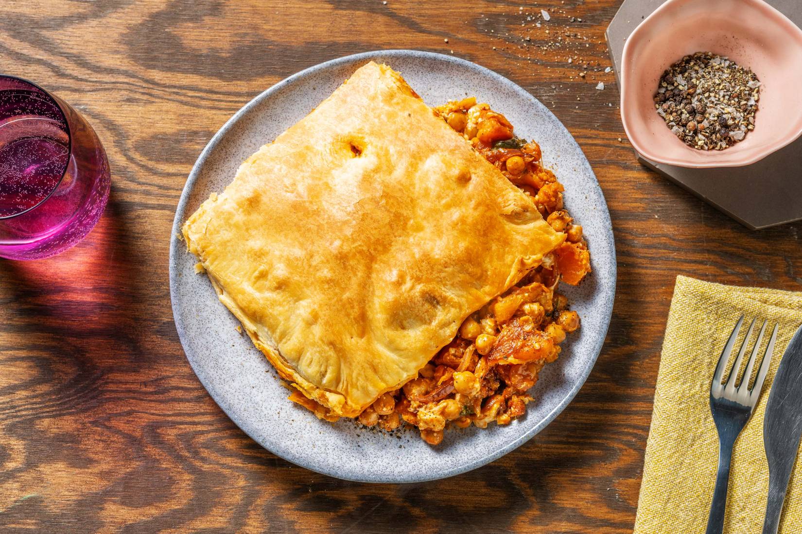 Harissa Butternut and Chickpea Pie