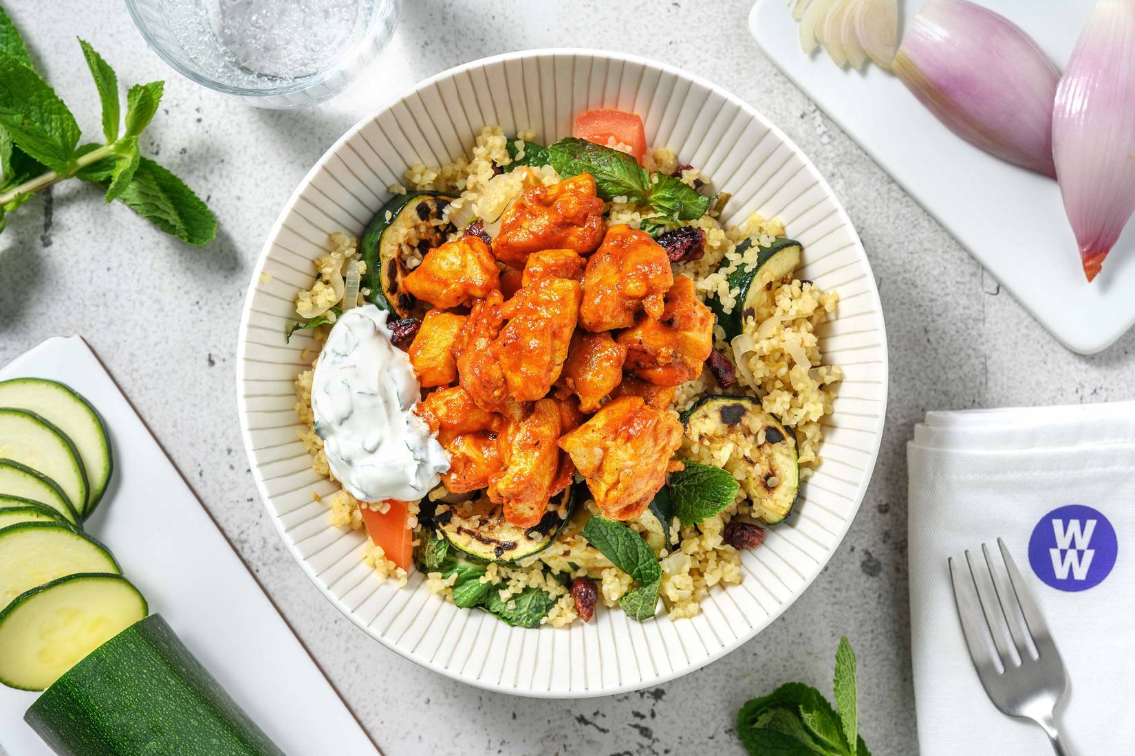 Harissa Chicken on Jewelled Bulgur