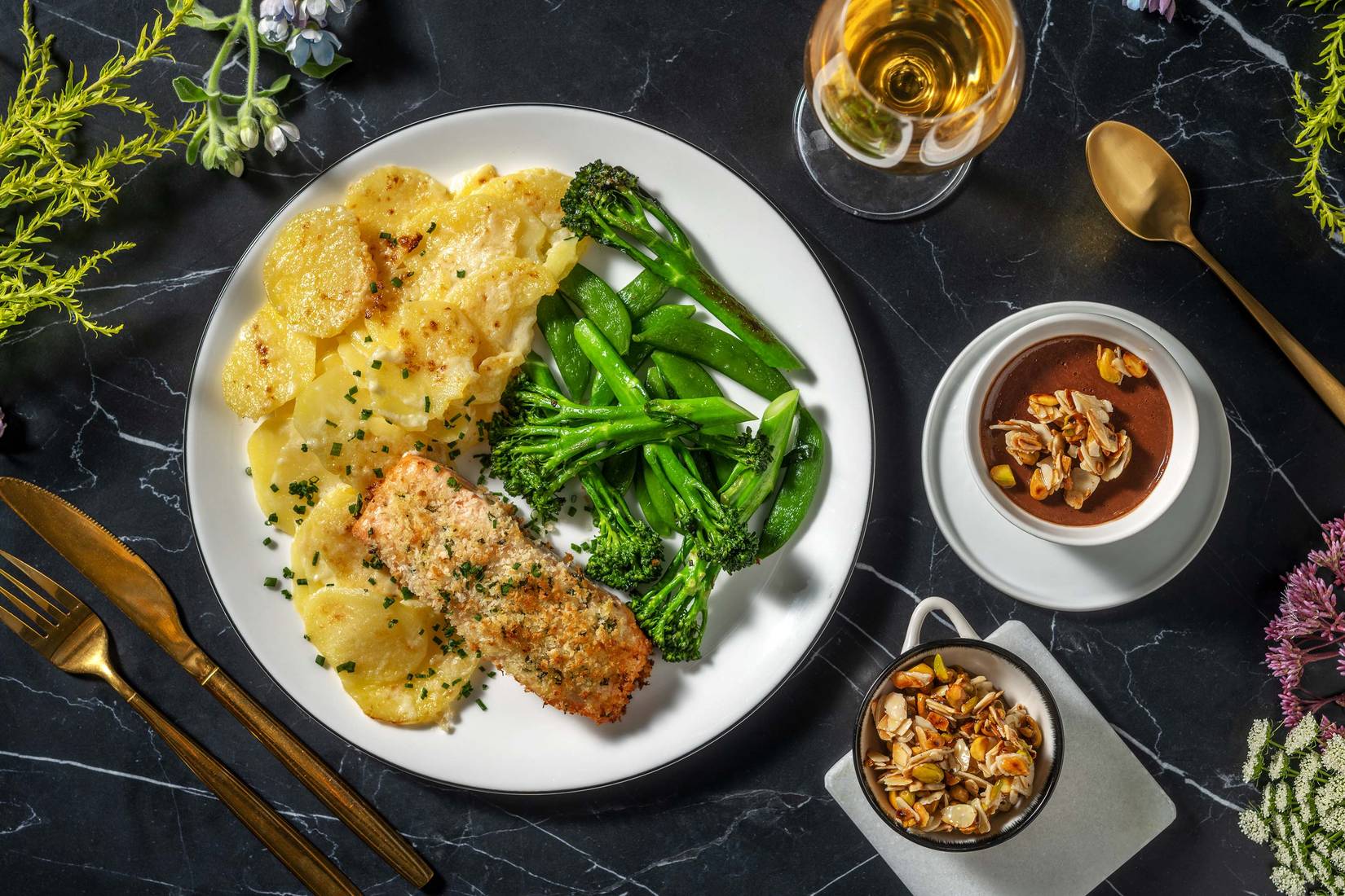 Herb Crusted Salmon Fillet and Cheesy Dauphinoise