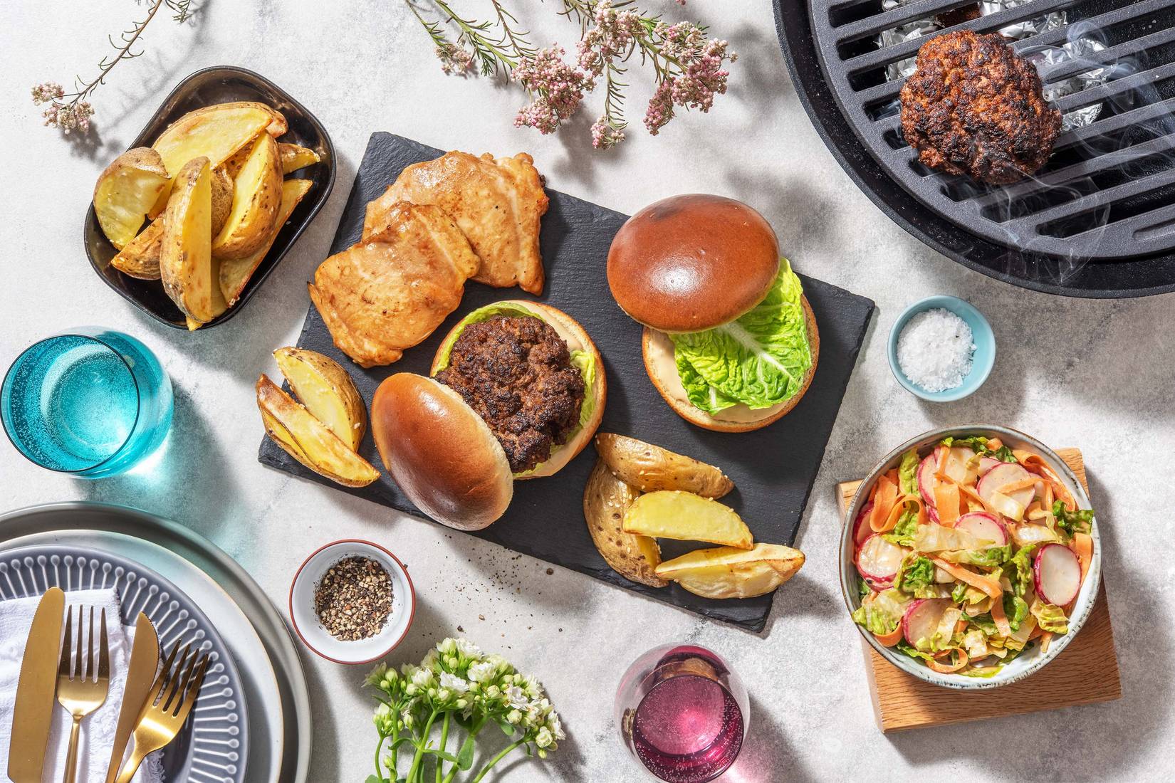 Korean Style BBQ Bulgogi Burger and Sticky Chicken