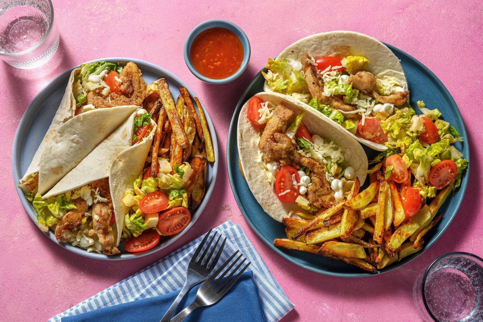 Mexican Style Fried Chicken Wraps