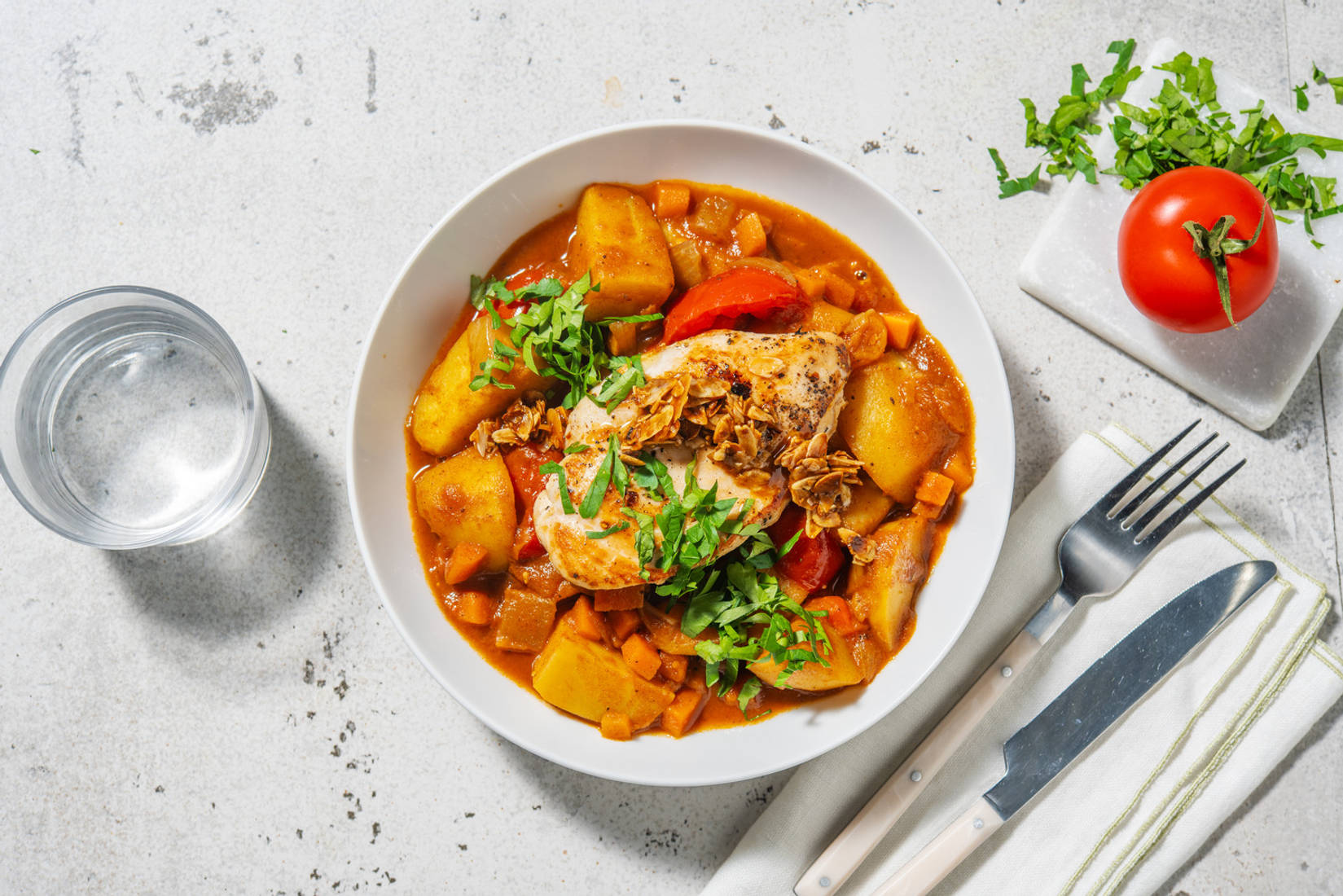 Mijoté de légumes doux & épicé et filet de poulet