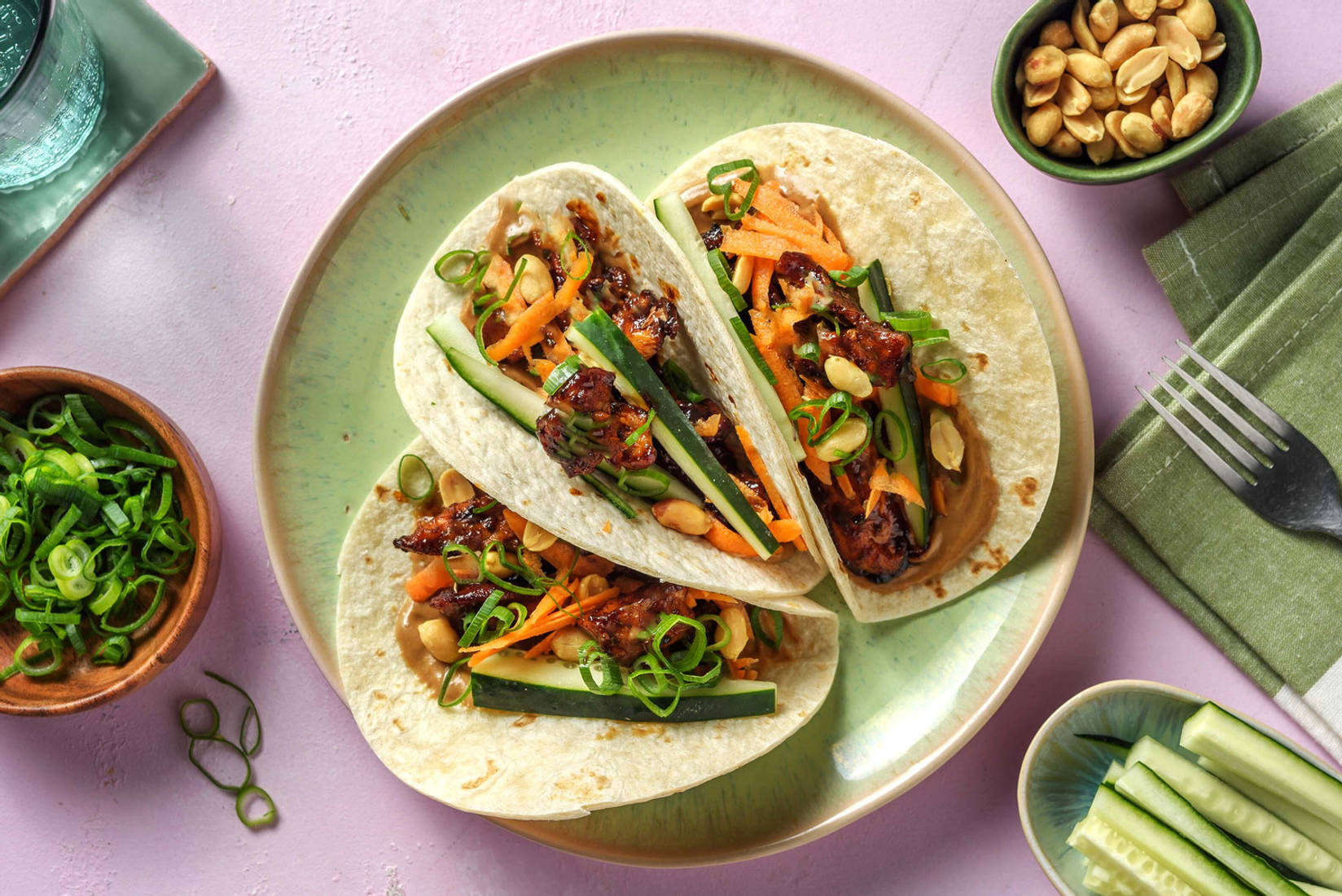 Mini-tortillas au poulet en sauce hoisin