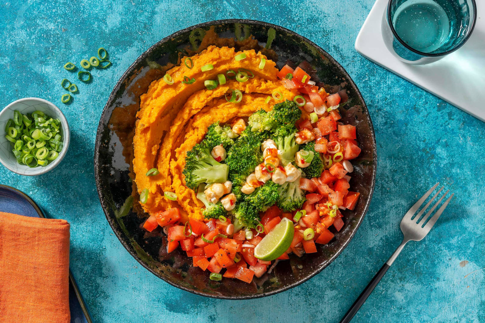 Miso-Süßkartoffelpüree mit Limetten-Brokkoli