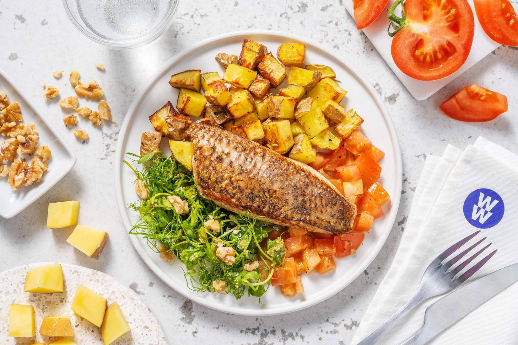 Pan-Seared Sea Bass and Warm Tomato Salsa