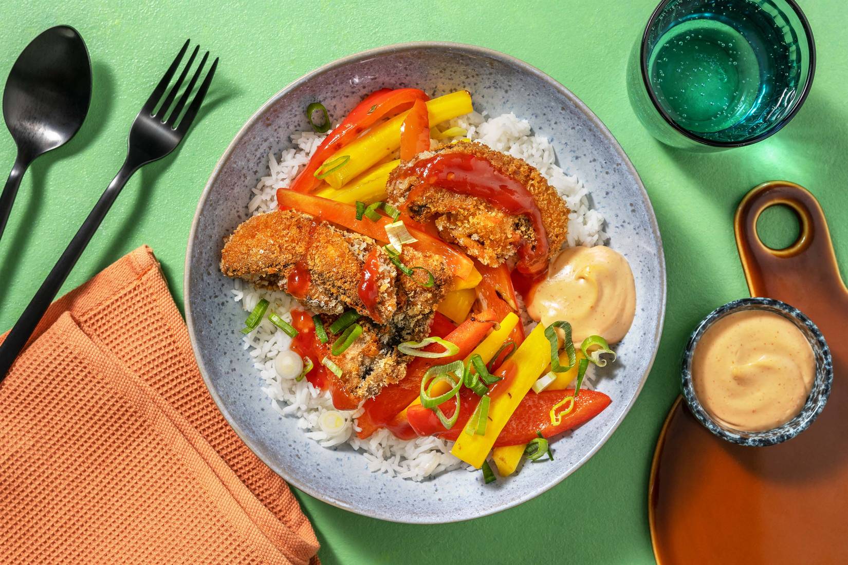 Panierter Portobello mit Sweet-Chili-Ketchup