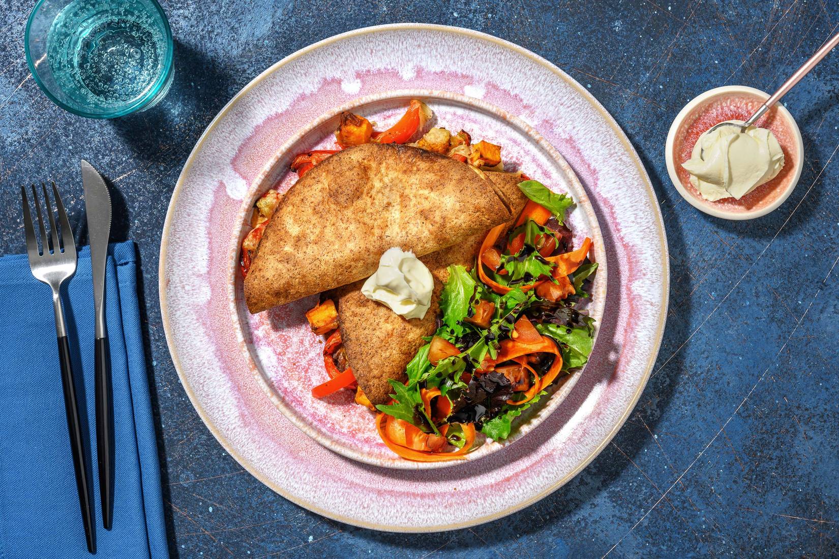 Pesto and Roasted Veg 'Half Moon' Quesadillas