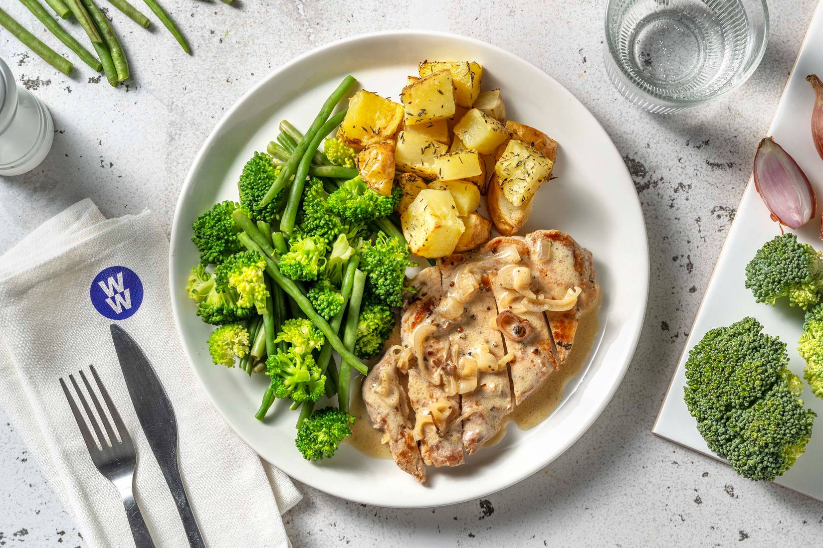 Pork Steak and Creamy Peppercorn Sauce