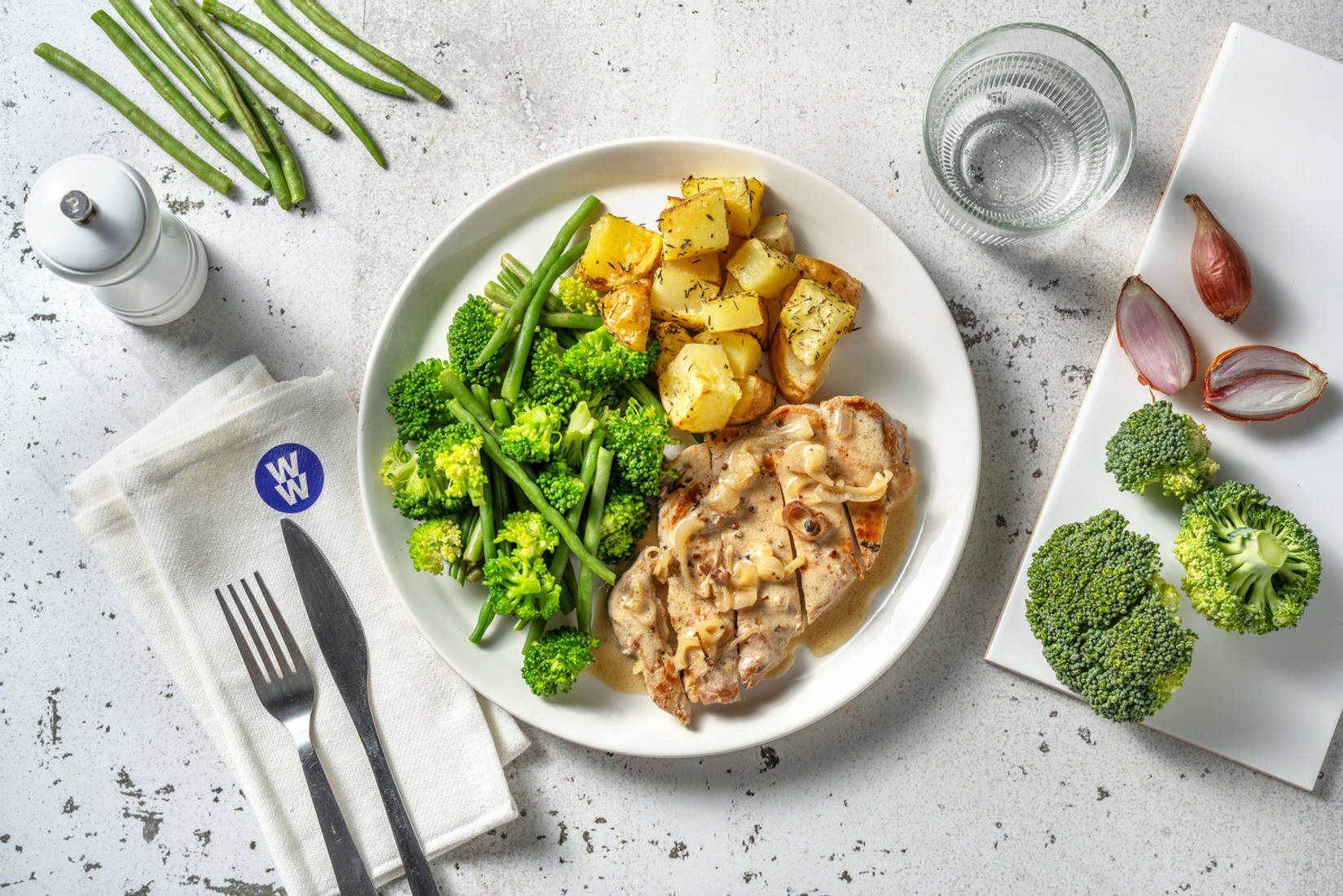 Pork Steak and Creamy Peppercorn Sauce