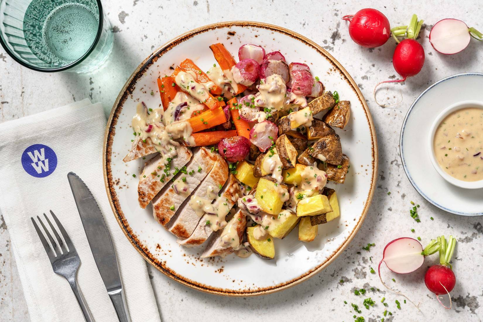 Pork Steaks and Mustard Chive Sauce