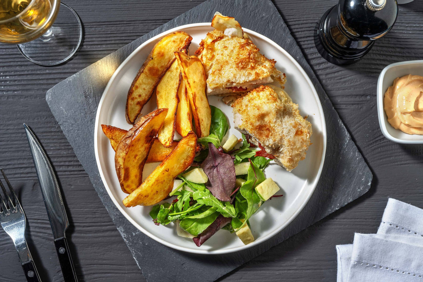 Poulet bio farci au bacon et au fromage