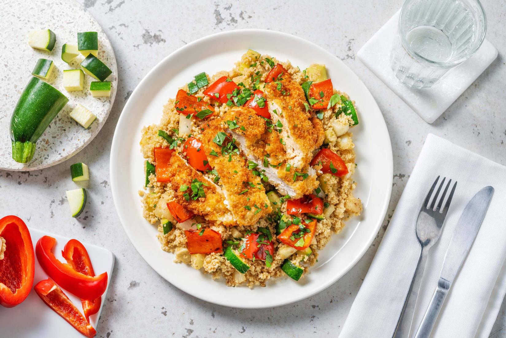 Kip in rozemarijnkorst met couscous