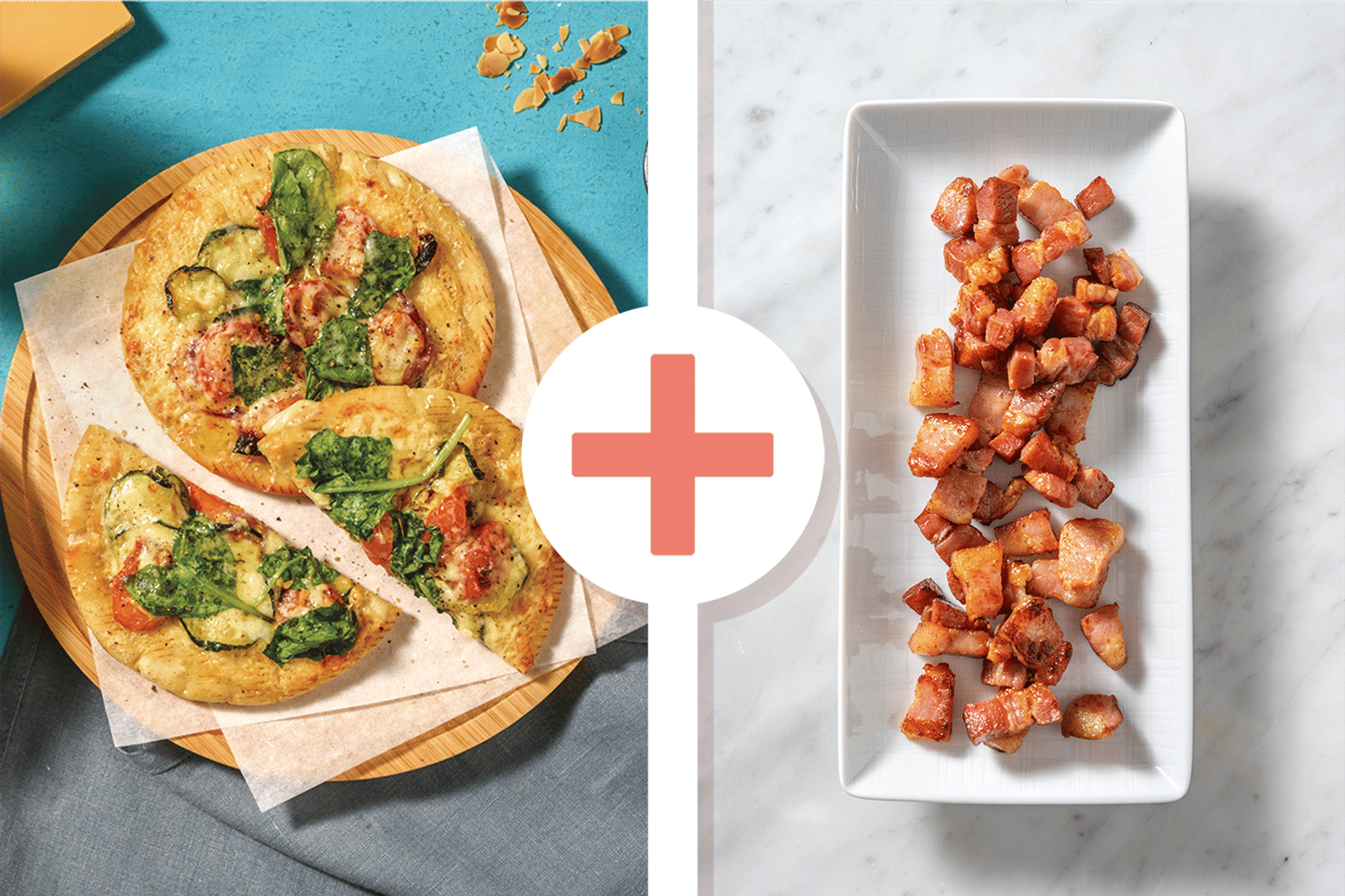 Quick Bacon & Roast Veggie Flatbread Pizza Bianca