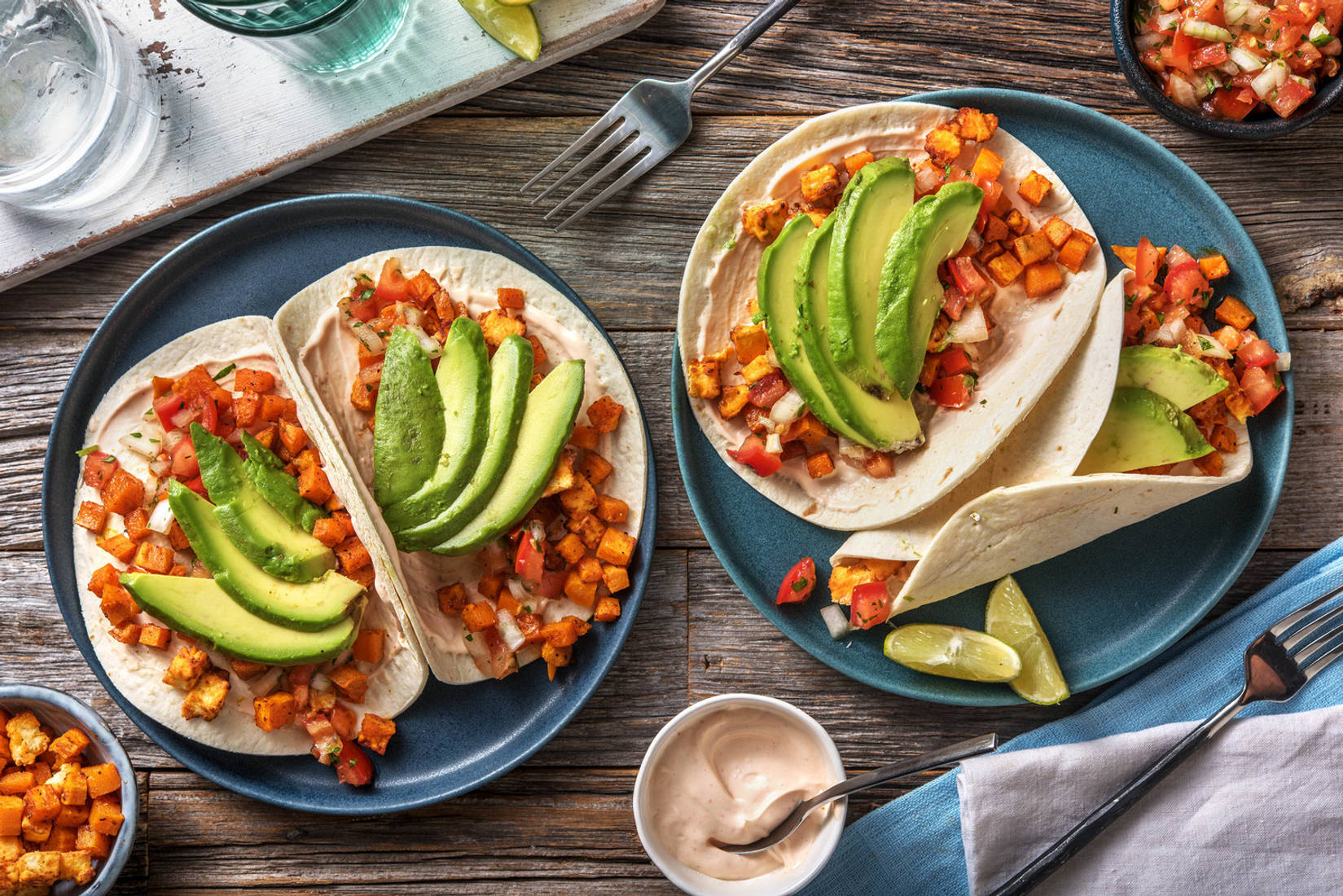 Rauchige Süßkartoffel-Hirtenkäse-Tacos