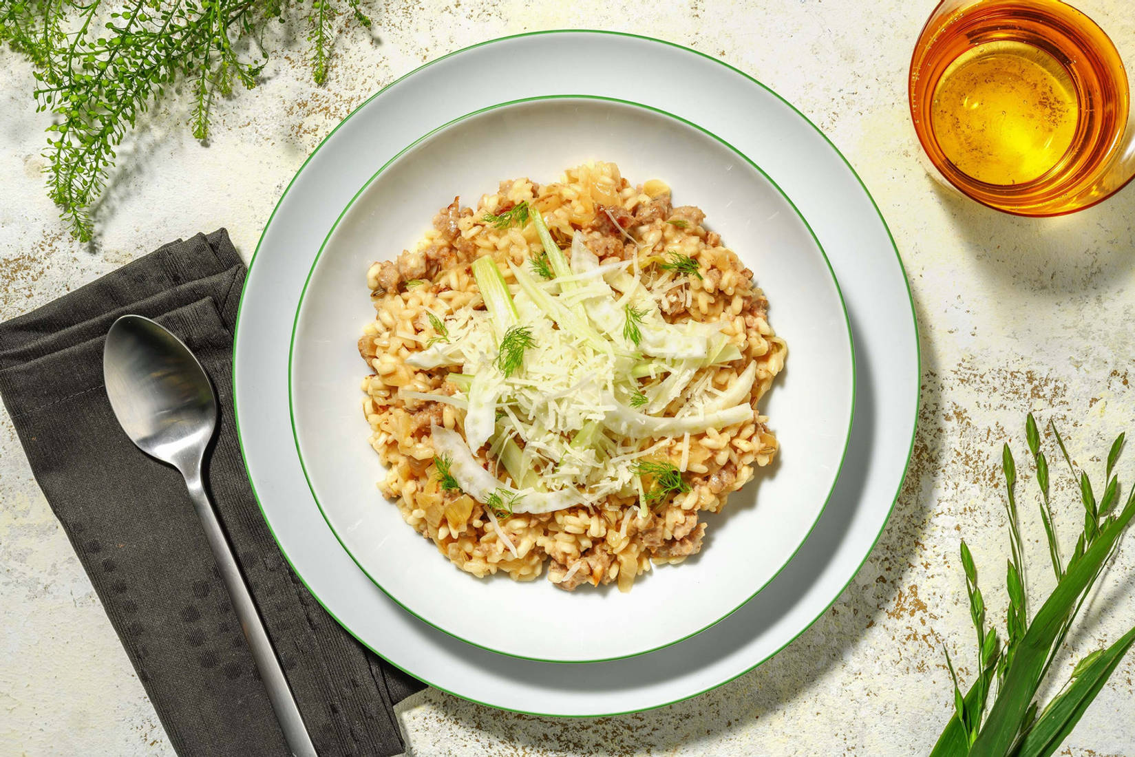 Risotto au fenouil et saucisse de porc