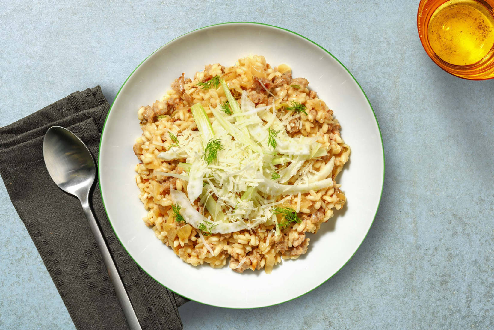 Risotto au fenouil et saucisse de porc