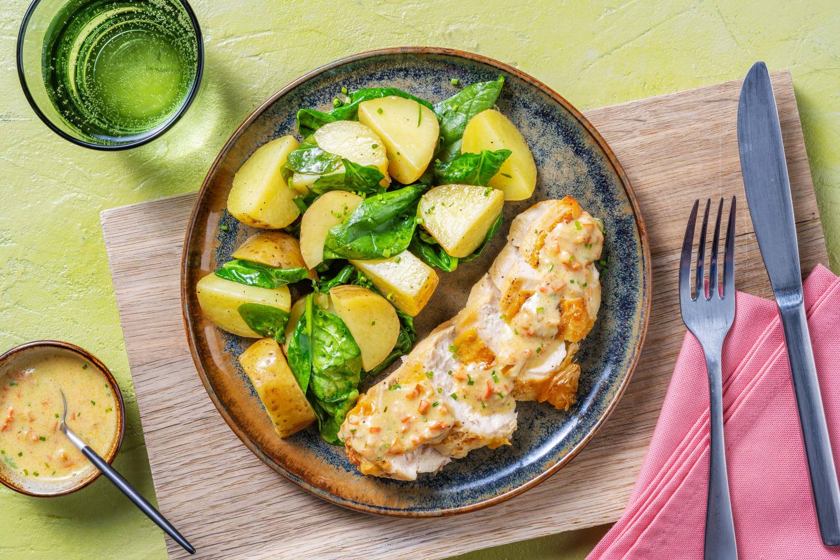 Roasted Chicken and Chilli & Chive Sauce