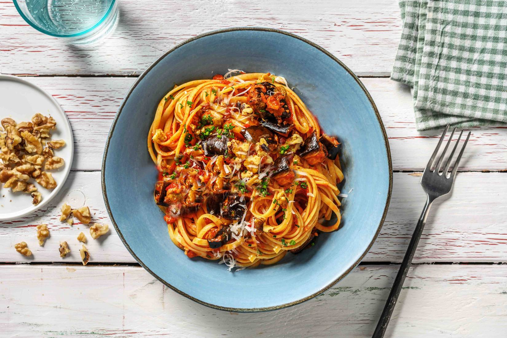 Roasted Courgette and Aubergine Linguine