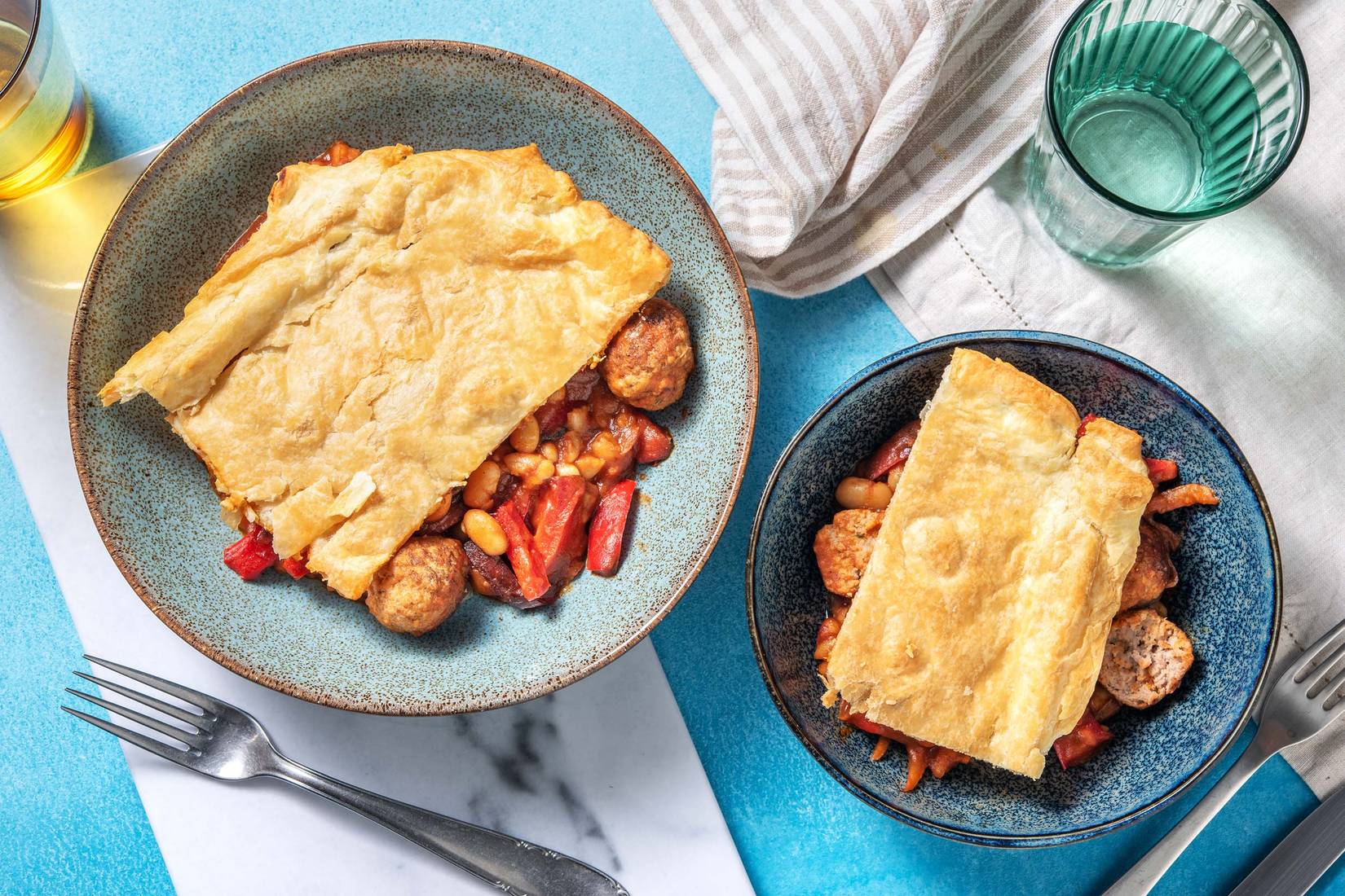 Sausage Meatball and Butter Bean Pie