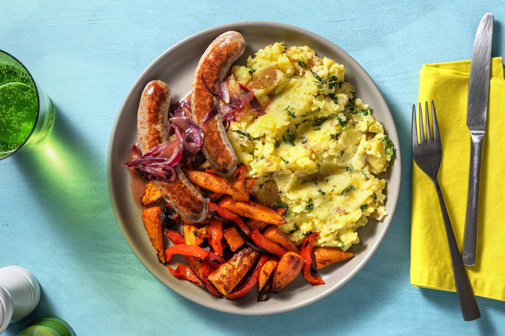 Sausages and Parsley Mash