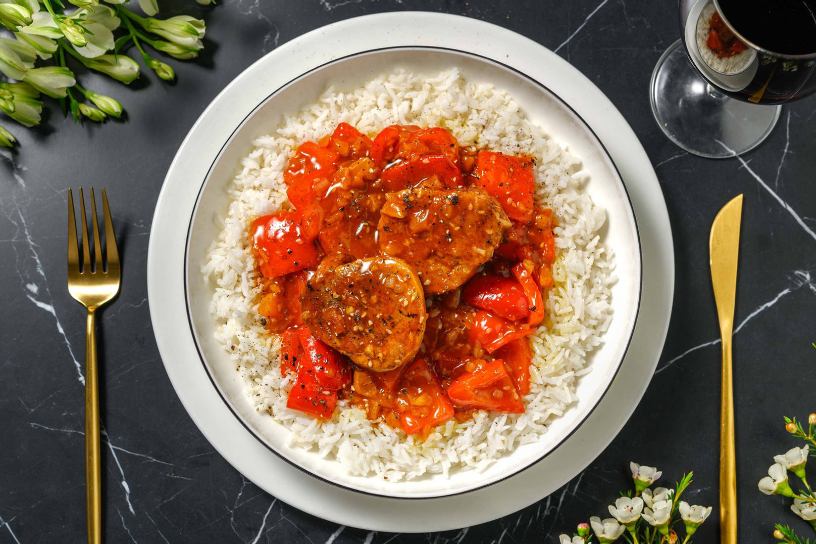Schweinefilet süßsauer mit getrockneten Aprikosen