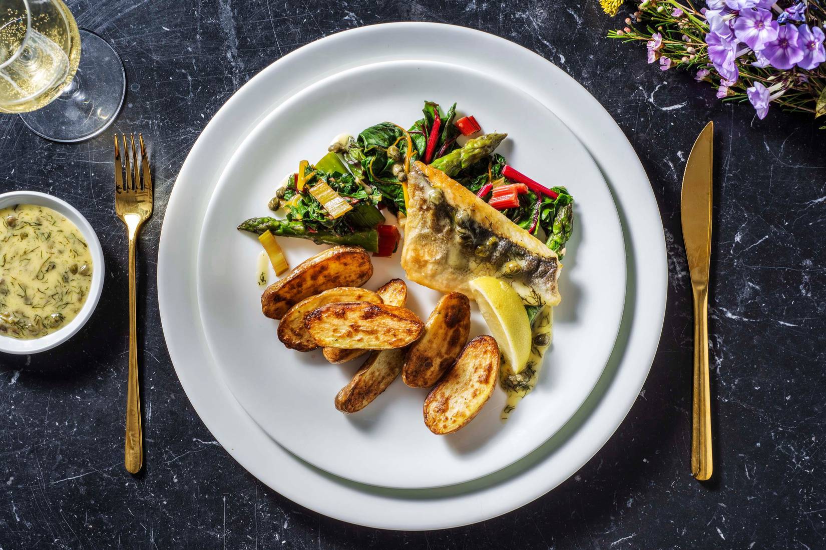 Seabass with Roasted New Potatoes