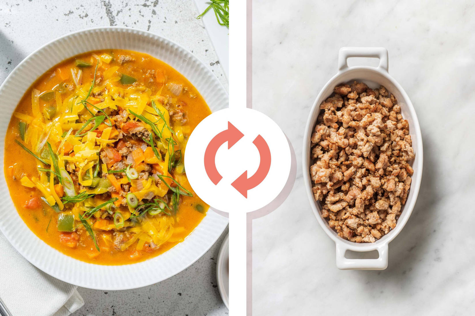 Soupe style burger de porc au fromage